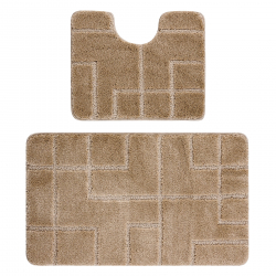 Two-piece bathroom set rug SUPREME LINES, non-slip, soft - beige