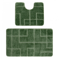 Set da bagno due pezzi tappeto SUPREME LINES, antiscivolo, morbido - verde