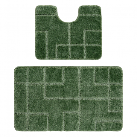 Set de baie din doua piese SUPREME LINES, linii, anti-alunecare, moale - verde