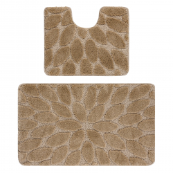  Juego de baño de dos piezas alfombra SUPREME STONES, piedras, antideslizante, suave - beige