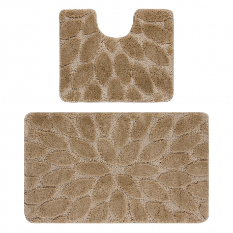 Zweiteiliges Badezimmerset SUPREME STONES, Steine, rutschfest, weich – beige