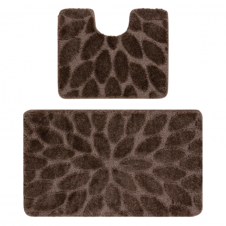 Ensemble de salle de bain deux pièces tapis SUPREME STONES, des pierres, antidérapant, doux - marron