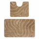 Conjunto de banheiro de duas peças Tapete SUPREME WAVES, ondas, antiderrapante, macio - bege
