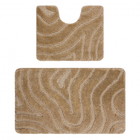 Two-piece bathroom set rug SUPREME WAVES, non-slip, soft - beige
