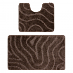 Set da bagno due pezzi tappeto SUPREME WAVES, antiscivolo, morbido - marrone