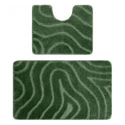 Two-piece bathroom set rug SUPREME WAVES, non-slip, soft - green