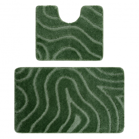Two-piece bathroom set rug SUPREME WAVES, non-slip, soft - green