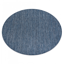 Teppich SISAL SION Kreis A5165A Melange flach gewebt dunkelblau