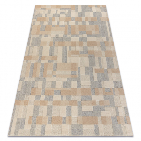 FLUX 461.117.SA130 vilnonis kilimas OSTA - Geometrinis, struktūrinis, lofto smėlio spalvos / pilkos spalvos 