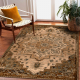 Tapis en laine OMEGA ABBAS Vintage, rosette chameau marron 