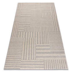 Vlnený koberec TEXTURA 488.10.LA111 OSTA - Línie, geometrický rám štrukturálny šedá / béžová