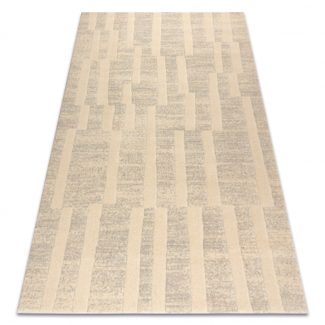 Вълнен килим TEXTURA 488.17.LA101 OSTA - геометрична, структурна сив / крем