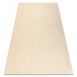 Vlnený koberec TEXTURA 488.02.LA100 OSTA - Línie, geometrický rám štrukturálny krémový