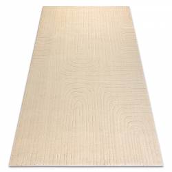 Vilnonis kilimas TEXTURA 488.05.LA100 OSTA - Linijos geometrinis, struktūrinis krem