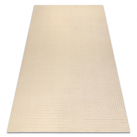 Vlněný koberec TEXTURA 488.10.LA100 OSTA - Linky, geometrický strukturální krémový