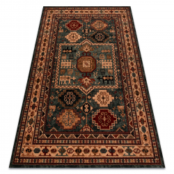 Tappeto di lana KASHQAI 4306 400 orientale, cornice verde / beige