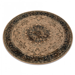 Wollteppich POLONIA KORDOBA25 Kreis Rosette, Rahmen Sepia