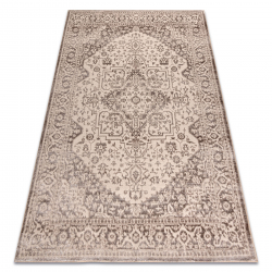 Teppe AURA J2818 beige - Ramme, ornament strukturelt, moderne