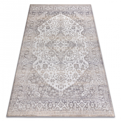 Teppe AURA J2818 grå / lys beige - Ramme, ornament strukturelt, moderne