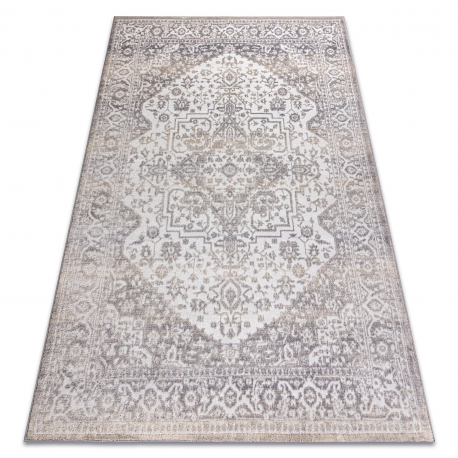 Tapis AURA J2818 gris / beige clair - Cadre, ornement, structurel, moderne