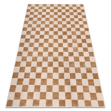 Kilimas AURA EB112 smėlio spalvos - Šachmatų, struktūrinis, modernus