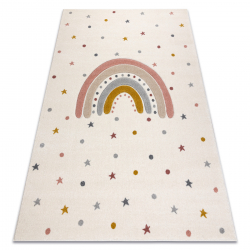Alfombra KIDDO 5151 blanco / gris claro, arcoíris, estrellas para niños, sensorial 