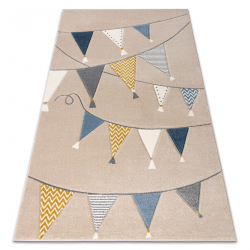 KIDDO Teppich 9426 beige / weiß Dreiecke, Party für Kinder, sensorisch 