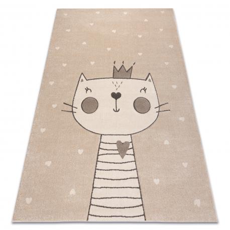 Tapis KIDDO 6106 crème chaton, couronne enfants, sensoriel 