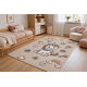 Covor KIDDO 6110 crem / alb Inorog, curcubeu, pentru copii, senzorial