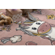 Tapis KIDDO 6110 rose clair / blanc, Licorne, arc-en-ciel, pour enfants, sensoriel 