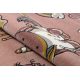 Tapis KIDDO 6110 rose clair / blanc, Licorne, arc-en-ciel, pour enfants, sensoriel 