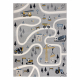 Alfombra KIDDO 6111 gris claro / blanca calles, construcción para niños, sensorial 