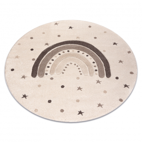 Tapis KIDDO 5151 cercle crème / beige, arc-en-ciel, étoiles pour enfants, sensoriel 