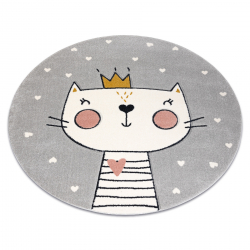 Tapete KIDDO 6106 circulo cinza claro / branco gatinho, coroa para crianças, sensorial