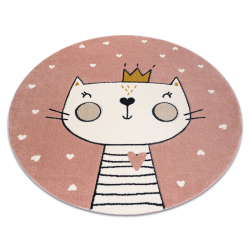 KIDDO carpet 6106 circle light pink / white kitten, crown for children, sensory 