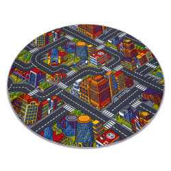Tapete infantil ESTRADAS BIG CITY redondo cinzento