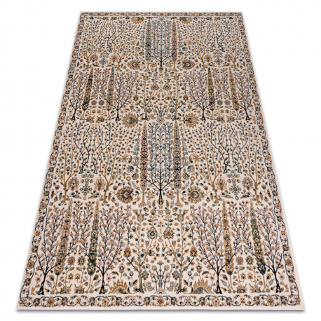 Tapis en laine NAIN Fleurs, cadre 1639/51333 beige / bleu