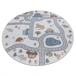Tappeto BONO 8283 cerchio Strada, animali crema / grigio chiaro - PRODOTTO DI SECONDO GRADO 