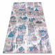 BAMBINO 61560 Waschteppich Stadt, Straßen für Kinder Anti-Rutsch - beige / blau