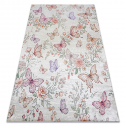 BAMBINO 61450 tapijt wasbaar Vlinders voor kinderen antislip - room / roze