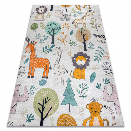 BAMBINO 61570 washing carpet Animals, Africa for children anti-slip - cream / green