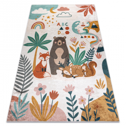 BAMBINO 61410 plovimo kilimas Gyvūnai, žvaigždės, debesys vaikams neslystantis - kremas / žalias