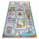 BAMBINO 61430 plovimo kilimas Princesė, abėcėlė, gatvės vaikams neslystantis - pilka / rožinis