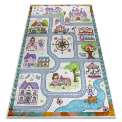 BAMBINO 61430 washing carpet Princess, alphabet, streets for children anti-slip - grey / pink