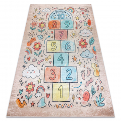 BAMBINO 61470 matto hyppynaru, numerot, kukat lapsille liukumaton - vaaleanpunainen / sininen