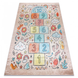 BAMBINO 61470 washing carpet hopscotch, numbers, flowers for children anti-slip - pink / blue