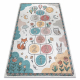 Plaunamas kilimas BAMBINO 61440, klasė, numeriai, balionai vaikams, neslystantis - kreminė / žalia