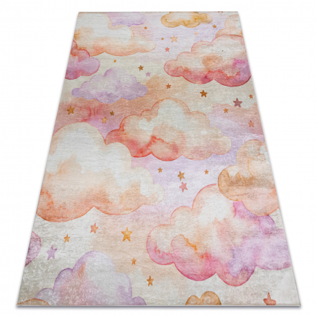 BAMBINO 61510 vasketeppe Skyer, stjerner for barn anti-skli - krem / rosa