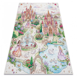 BAMBINO 61520 tæppe skal vaskes Prinsesse, slot for børn skridsikker - creme / lyserød