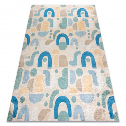 BAMBINO 61460 Waschteppich Geometrisch für Kinder Anti-Rutsch - beige / blau